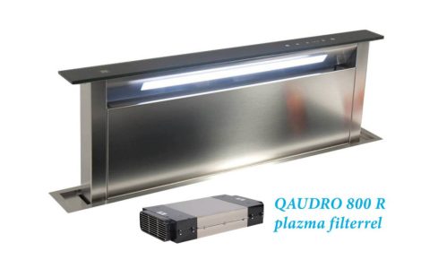 SIRIUS - Páraelszívó S-DD2 TC/L EM 118 fekete üveg/inox motor nélkül + plazma filter QUADRO 800 R Pultba építhető páraelszívók páraelszívó